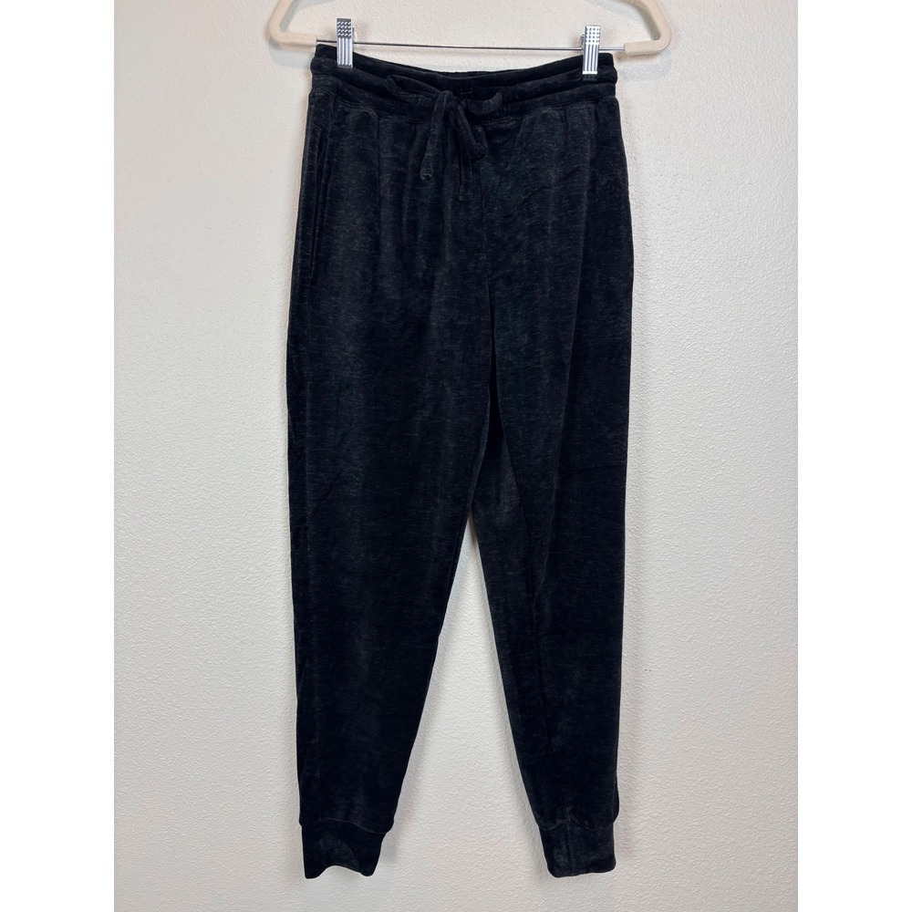 Cuddl Duds Jogger Sweatpants Womens Small Charcoal Gray Velour Loungewear Black